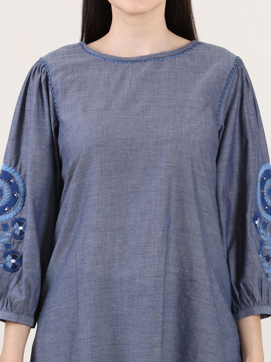 W Puff Sleeve Cotton Top