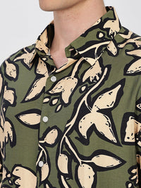 Eszett Floral Printed Spread Collar Casual Shirt