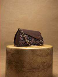 ZOUK Floral Printed Half Moon Sling Bag with Tasselled