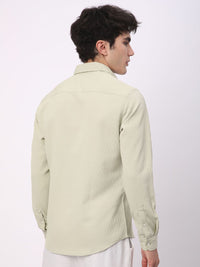 VASTRADO Men Classic Spread Collar Textured Slim Fit Casual Shirt