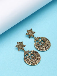 Anouk Gold Plated Cubic Zirconia Studded Crescent Shaped Chandbalis