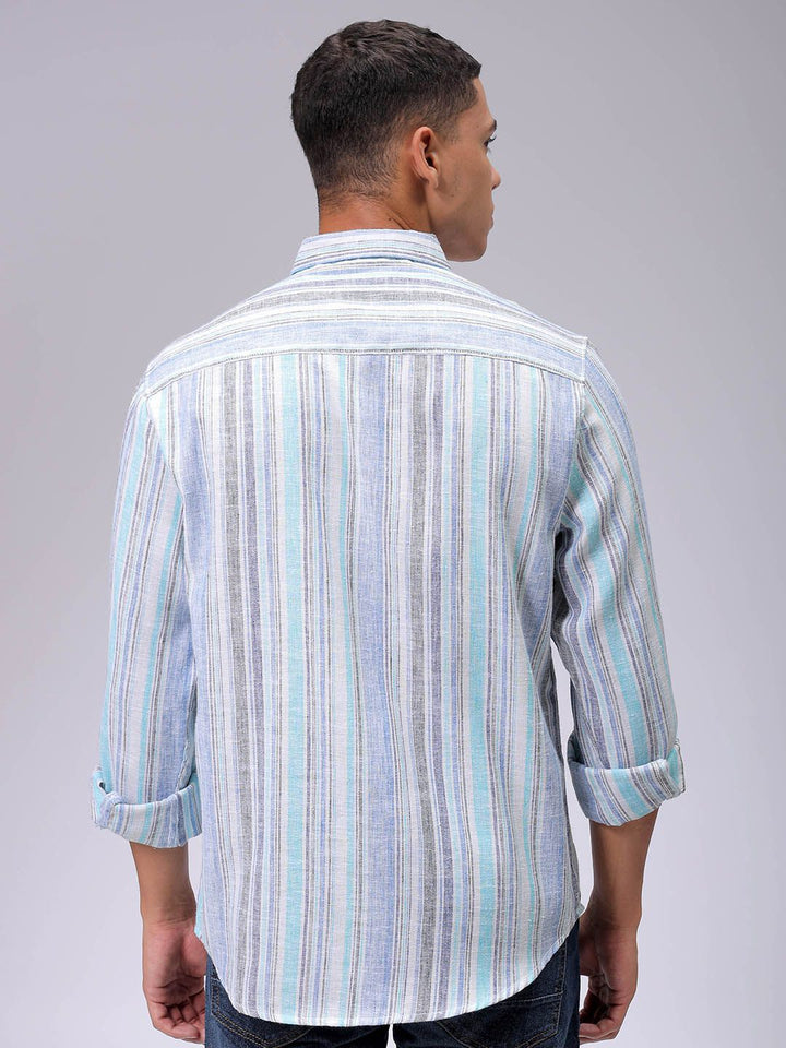 The Indian Garage Co Men Slim Fit Multi Stripes Opaque Striped Casual Shirt