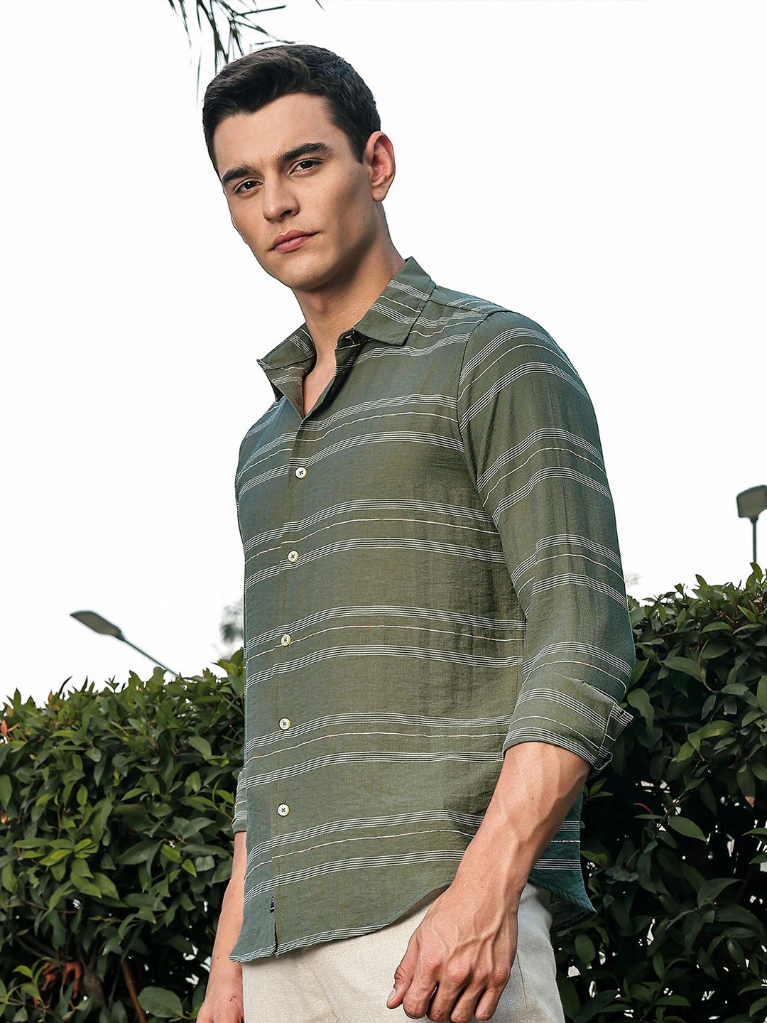 Thomas Scott Striped Spread Collar Long Sleeves Premium Slim Fit Shirt