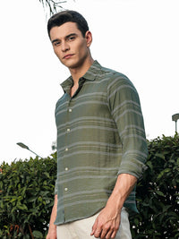 Thomas Scott Striped Spread Collar Long Sleeves Premium Slim Fit Shirt