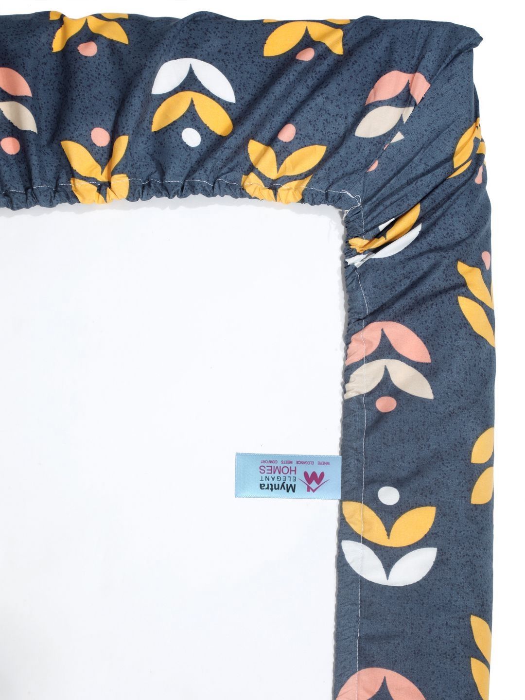 Myntra Elegant Homes Blue Printed 400 TC Fitted Single Bedsheet Set 2.25 m x 1.5 m