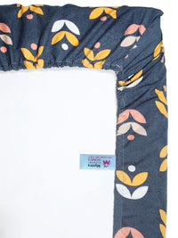 Myntra Elegant Homes Blue Printed 400 TC Fitted Single Bedsheet Set 2.25 m x 1.5 m