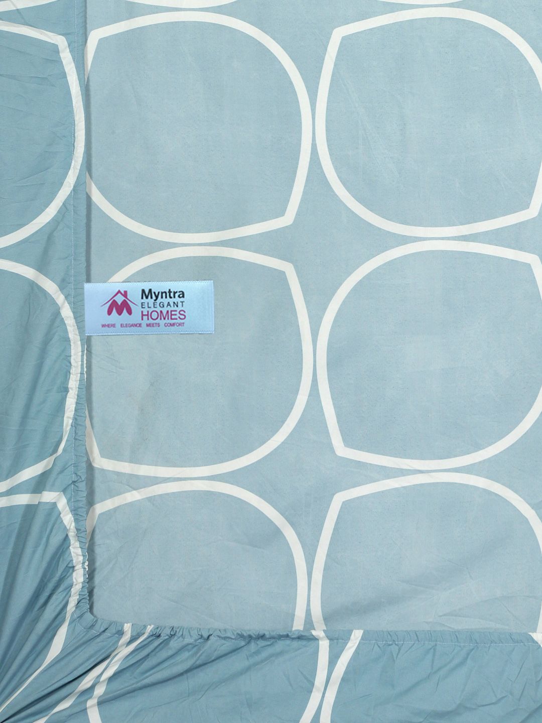 Myntra Elegant Homes Biru & Putih Bercetak 300 TC Set Cadar Bujang 2.25 x 1.5 m