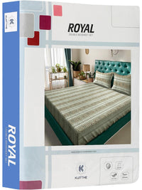 KLOTTHE Set Cadar King Bercetak Bunga Hijau 400 TC Kapas 2.50 m x 2.25 m