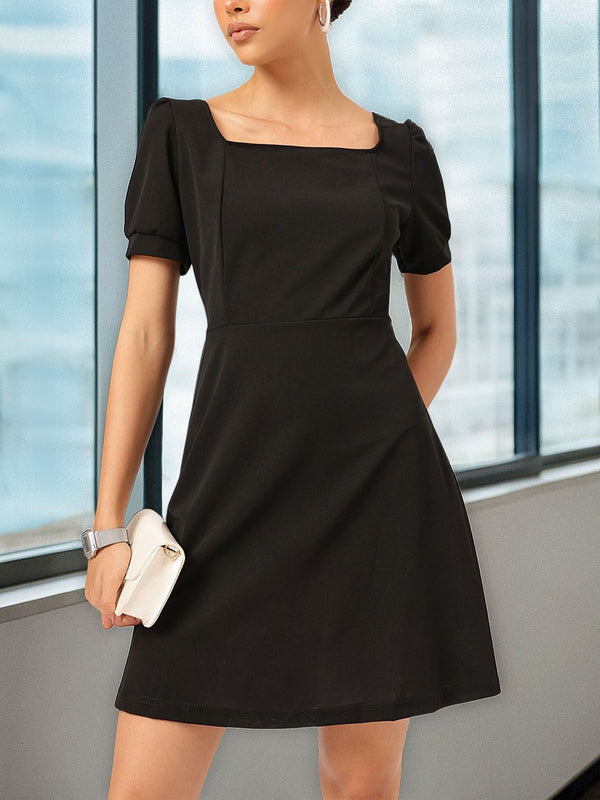 DressBerry Puff Sleeve Fit & Flare Dress