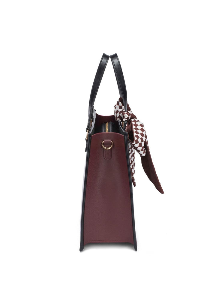 Lino Perros Checked Oversized Structured Tote Bag With Bow Detail