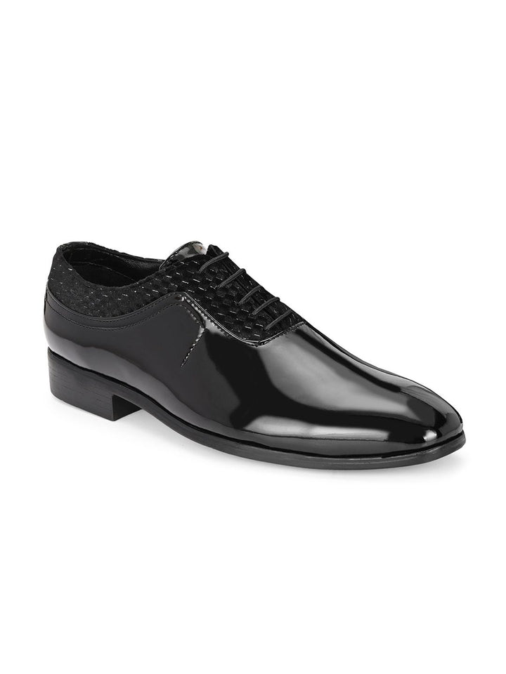 House Of Pataudi Men Black Faux Leather Formal Lace Up Derby