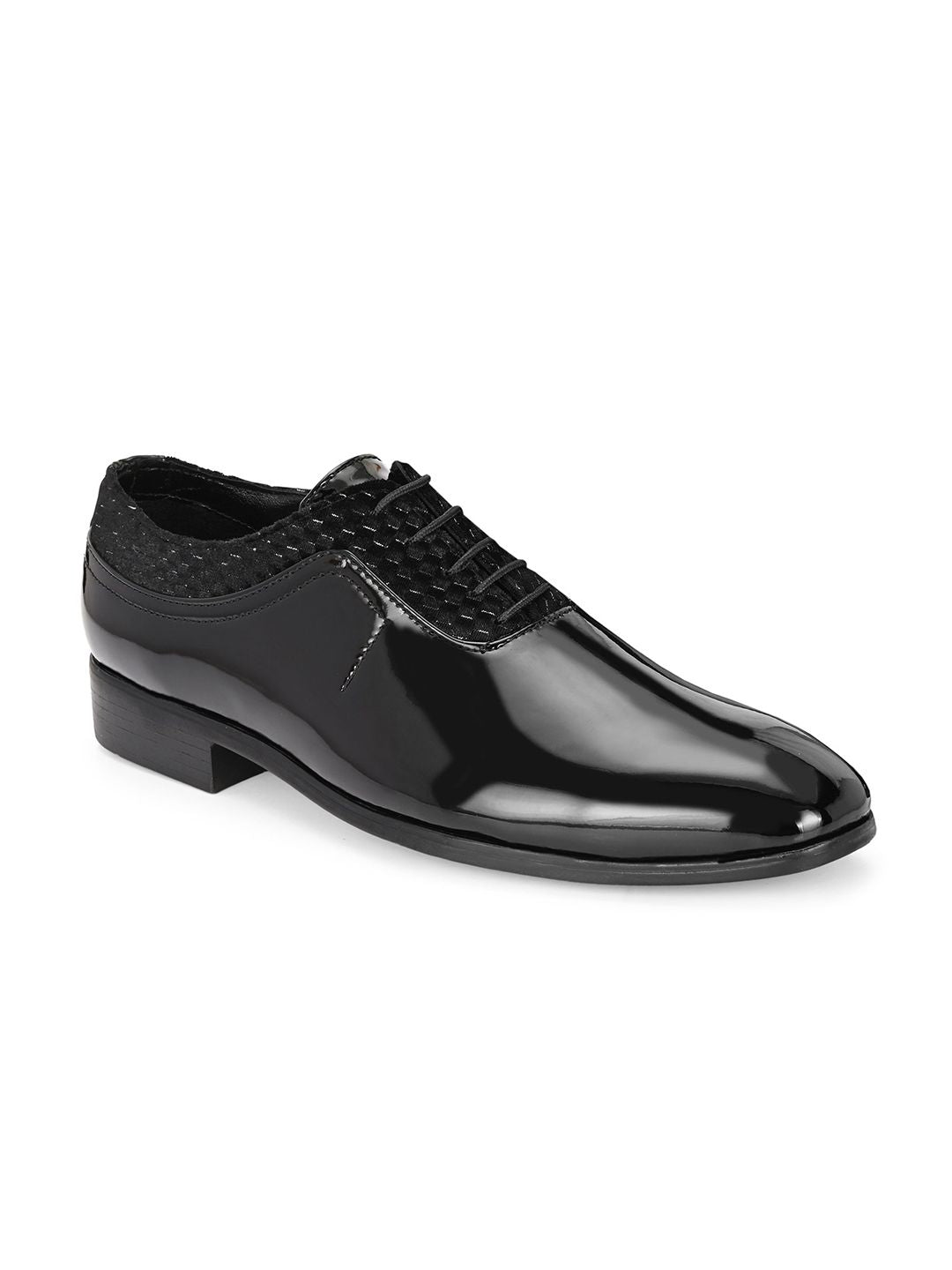 House Of Pataudi Men Black Faux Leather Formal Lace Up Derby