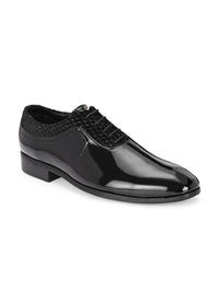 House Of Pataudi Men Black Faux Leather Formal Lace Up Derby
