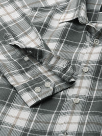VASTRADO Men Classic Spread Collar Checked Cotton Slim Fit Casual Shirt