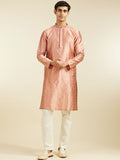 Diwas oleh Manyavar Geometric Woven Design Thread Work Art Silk Kurta Lurus