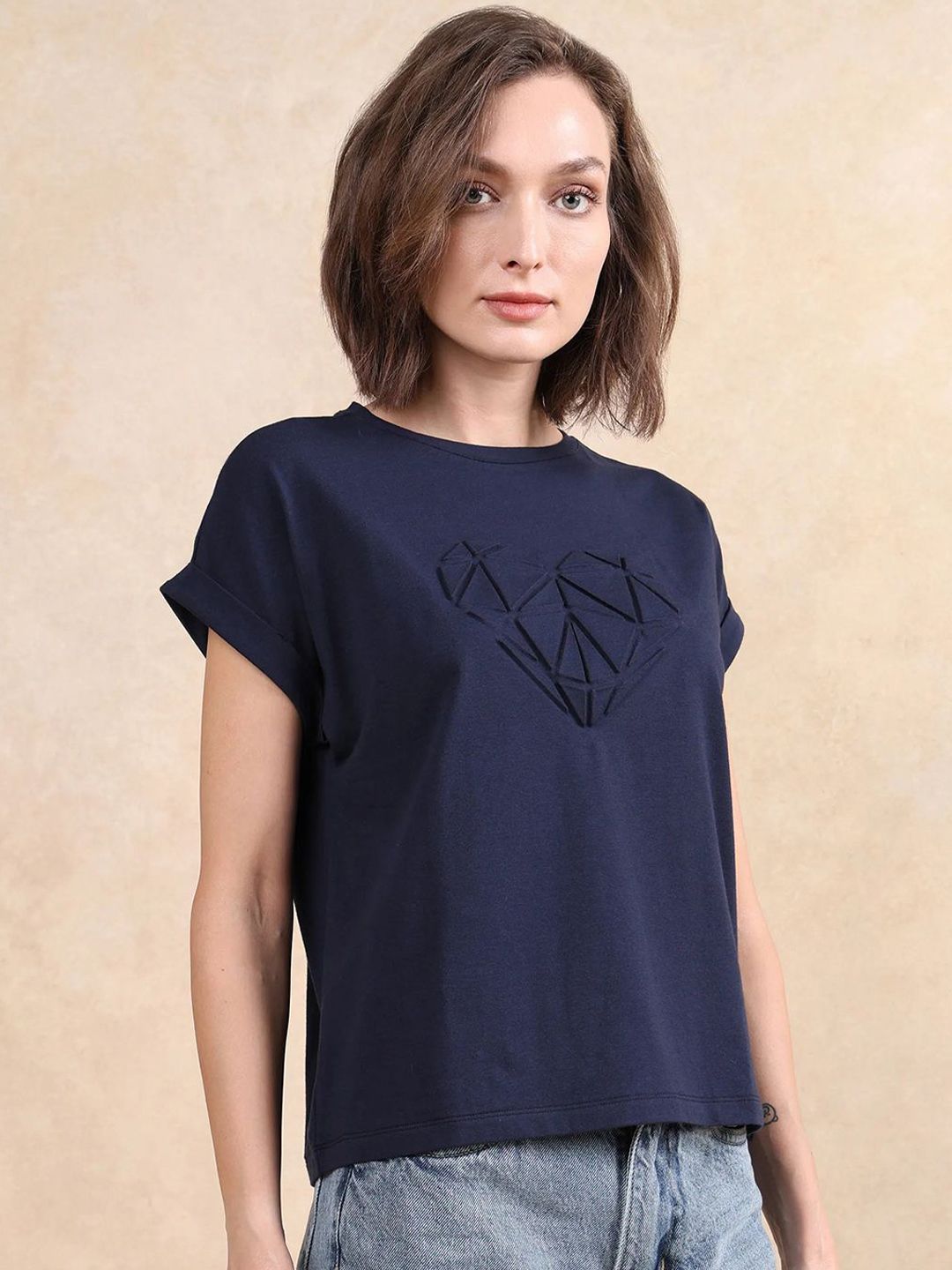 RAREISM Women Printed Extended Sleeves Pockets T-shirt