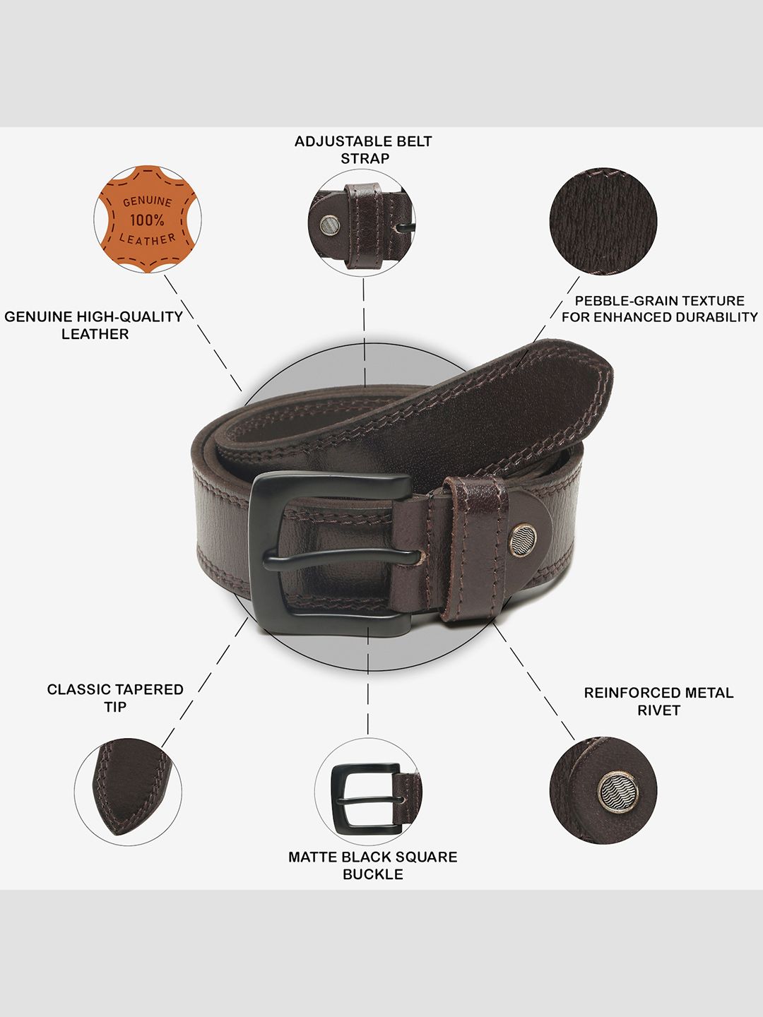 Teakwood Leathers Men Textured Leather Belt