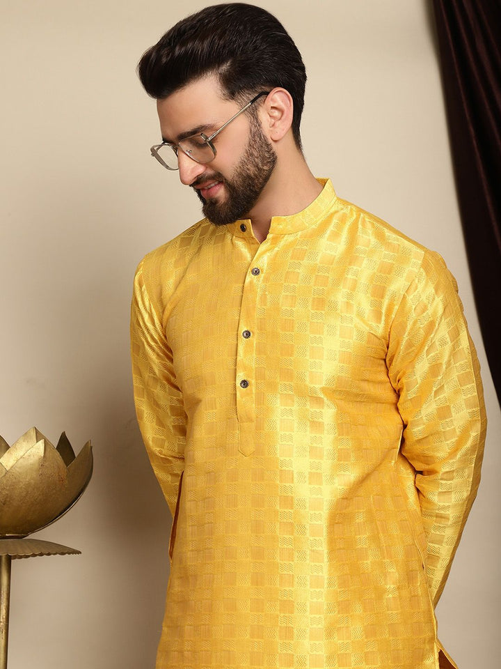 Anouk Geometric Woven Design Mandarin Collar Straight Kurta With Pyjama