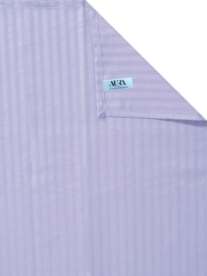 Aura Lavender & White Striped 300 TC Single Bedsheet with 1 Pillow Covers