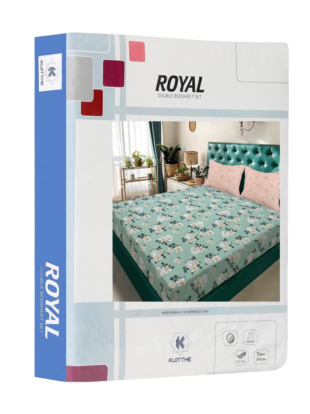 KLOTTHE Green Floral 300 TC Cadar Saiz King dengan 2 Sarung Bantal