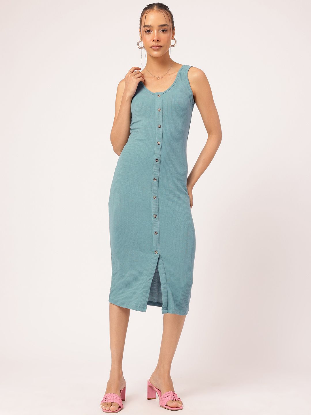 DressBerry Ribbed Bodycon Midi Dress