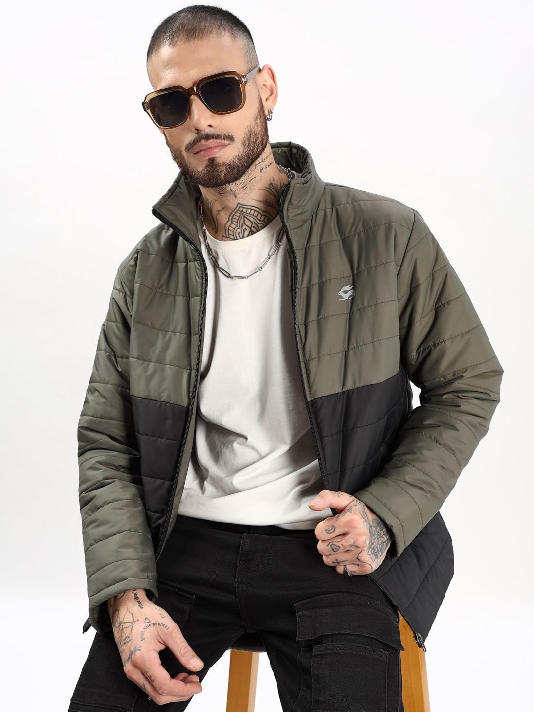 ADRO Men Colourblocked Windcheater Bomber Jacket
