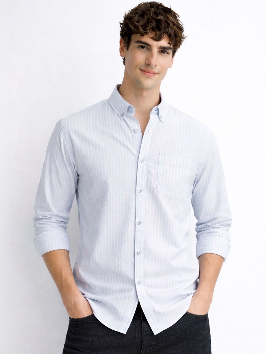 ADRO Men Standard Striped Casual Shirt