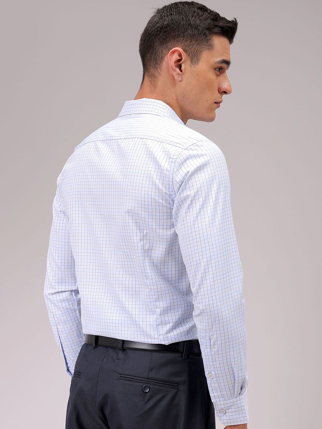 The Indian Garage Co. X Luxe Men Cutaway Collar Checked Slim Fit Formal Shirt