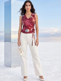 Mamicha Floral Print Wrap Top