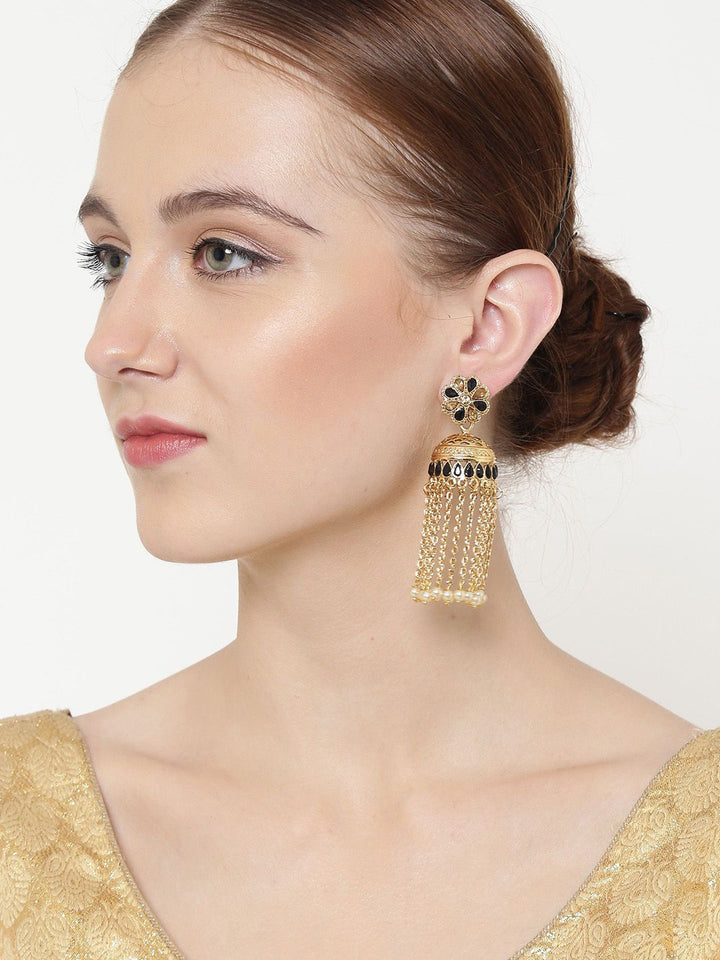 Anouk Gold Plated Cubic Zirconia Studded Dome Shaped Jhumkas