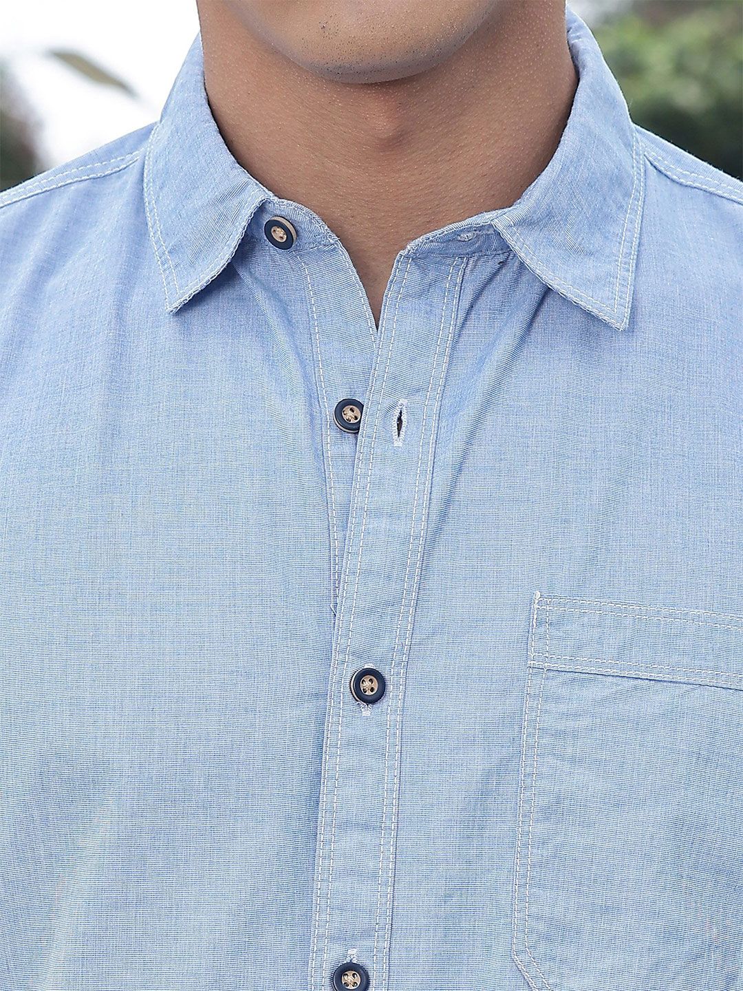 Thomas Scott Classic Slim Fit Spread Collar Roll-Up Sleeves Pure Cotton Casual Shirt