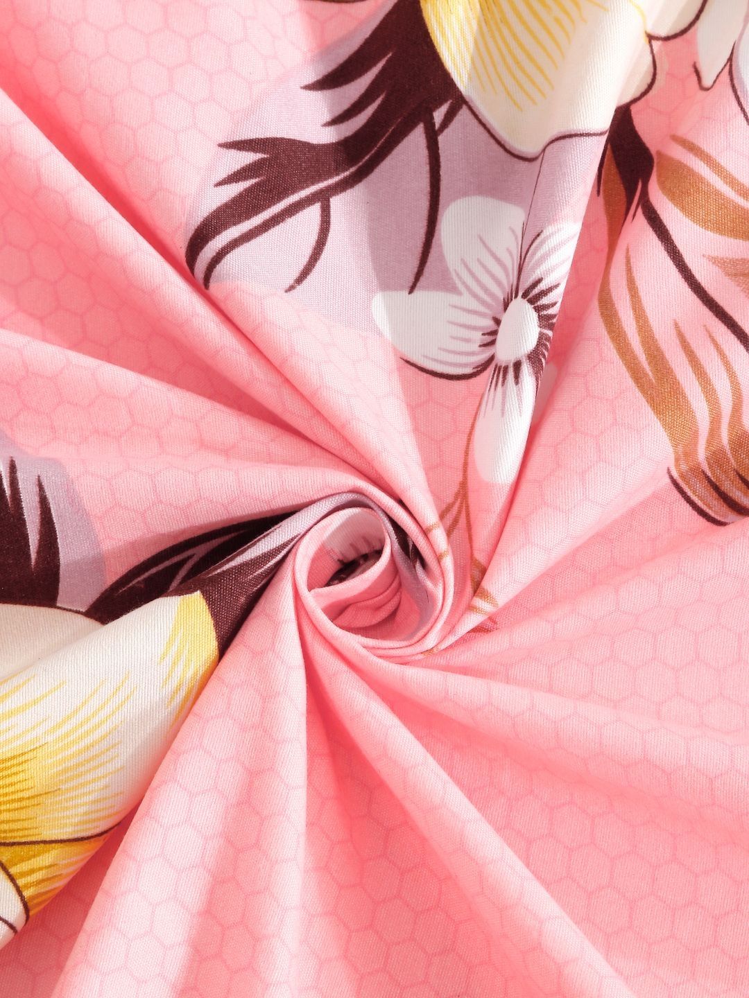 KLOTTHE Floral Pink Polycotton 300 TC Single Cadar Halus dengan Sarung Bantal-89 x 59 inci
