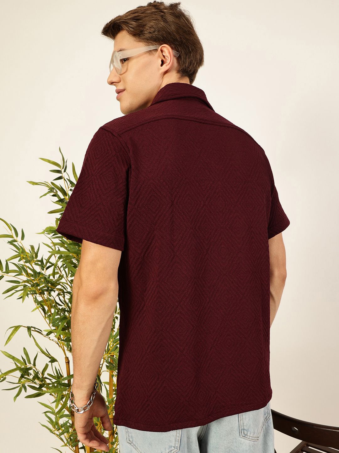 Thomas Scott Men Classic Spread Collar Solid Oversized Casual Shirt