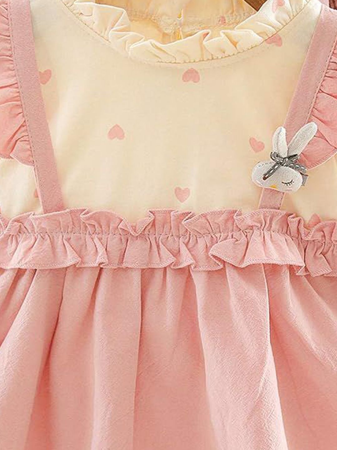 YK Girls Round Neck Cotton Fit & Flare Dress With Ruffle Details