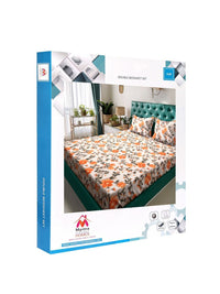 Myntra Elegant Homes Berwarna Krim Bunga 300 TC Cadar King dengan 2 Sarung Bantal