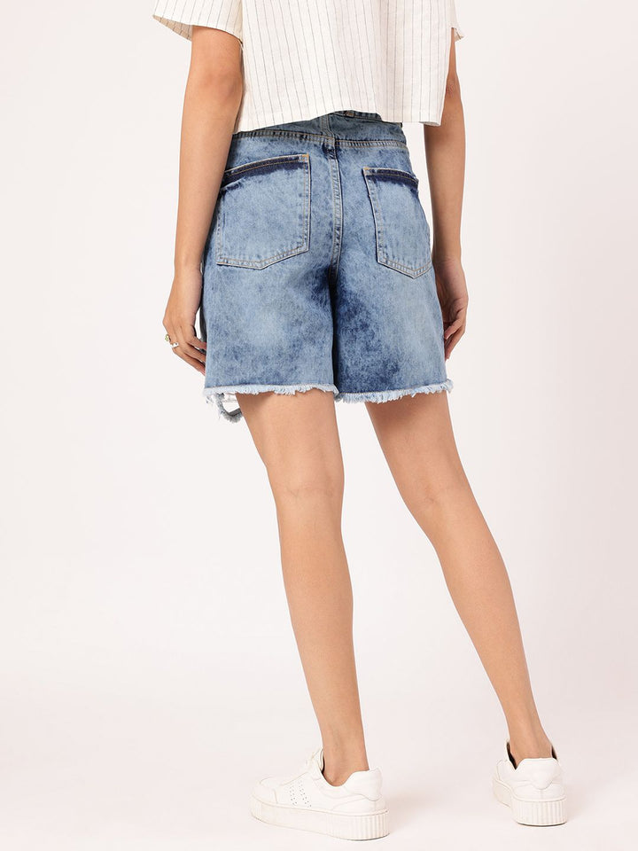 DressBerry Women Raw Edge Ripped Denim Shorts