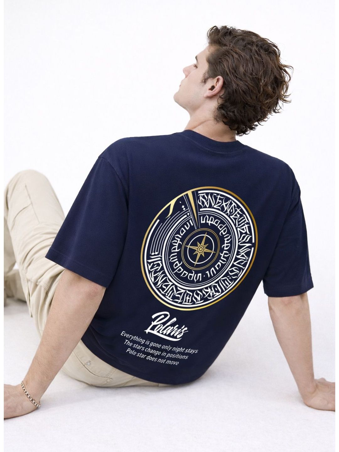 ADRO Graphic Printed Drop-Shoulder Sleeves Cotton T-shirt