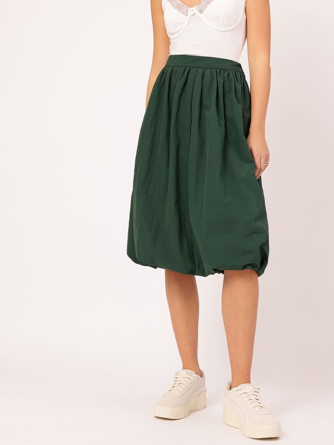 DressBerry Voluminous Vibe Gathered Balloon Midi Skirt