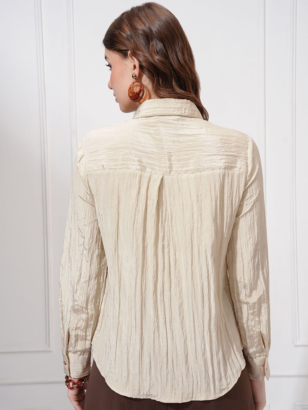 CHIC BY TOKYO TALKIES Women Spread Collar Textured Casual Shirt