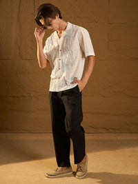 Dennison Men Striped Double Pleated Korean Baggy Fit Trouser