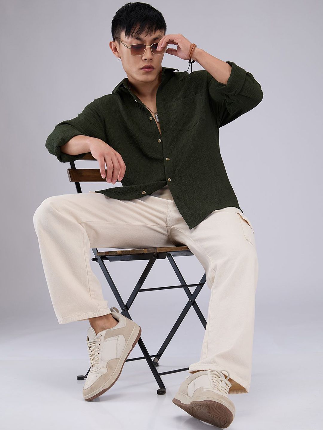 VASTRADO Men Classic Textured Slim Fit Casual Shirt