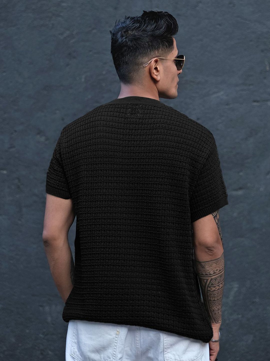 Powerlook Men Self Design Henley Neck T-Shirt
