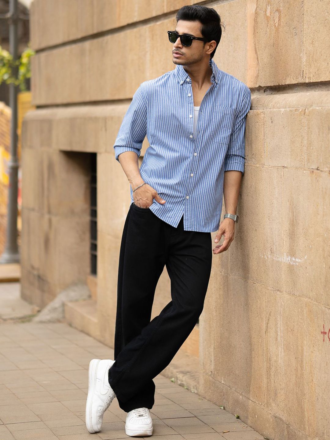 Powerlook Pin Striped Lightweight Pure Cotton Shirt