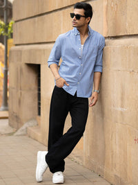 Powerlook Pin Striped Lightweight Pure Cotton Shirt