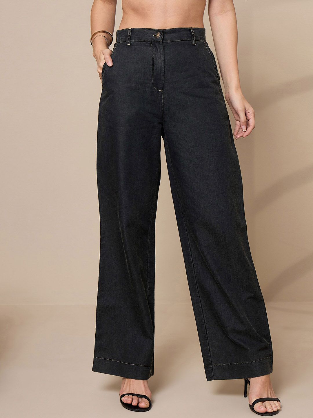 SASSAFRAS worklyf Pure Cotton Peplum Top With Straight Trouser