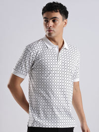 Baju-T Kapas Kolar Polo Bercetak Bunga ADRO