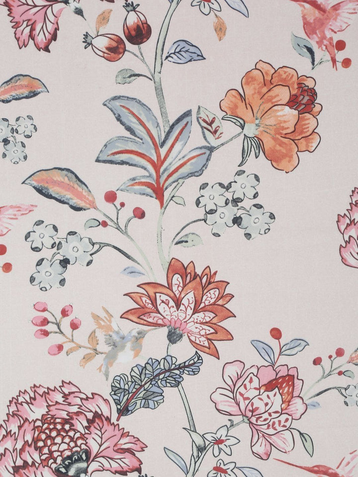 Aura Orange Floral Polycotton 300 TC King Fine Bedsheet dengan 2 Sarung Bantal-98 x 89 inci