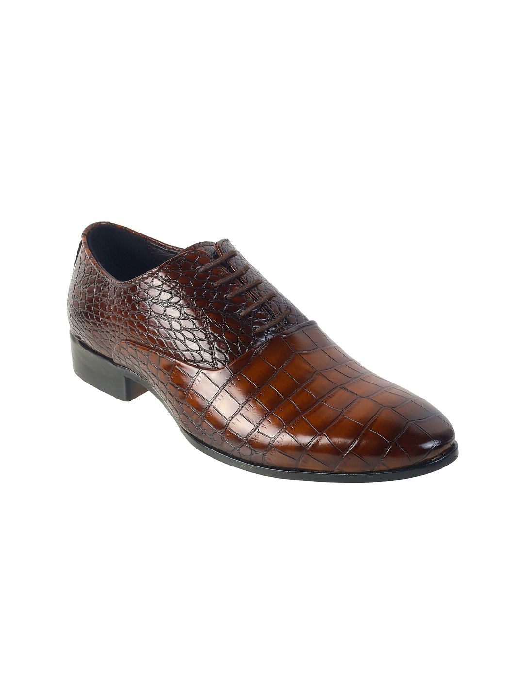 Metro Men Textured Lace Up Leather Brogues