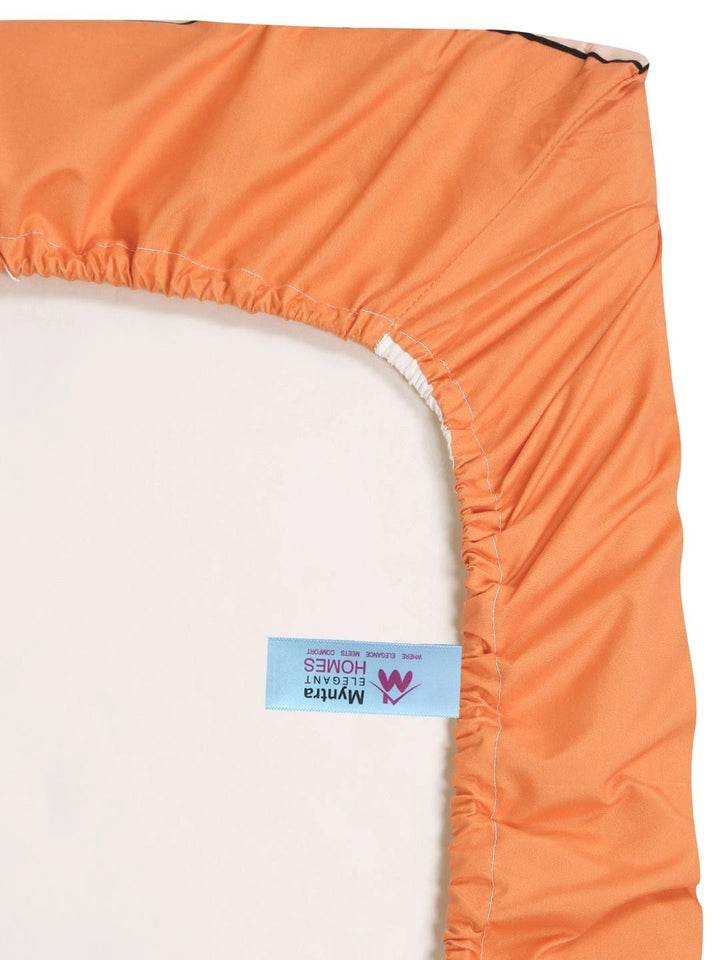 Myntra Elegant Homes Orange & Green Geometric 400 TC King Bedsheet with 2 Pillow Covers