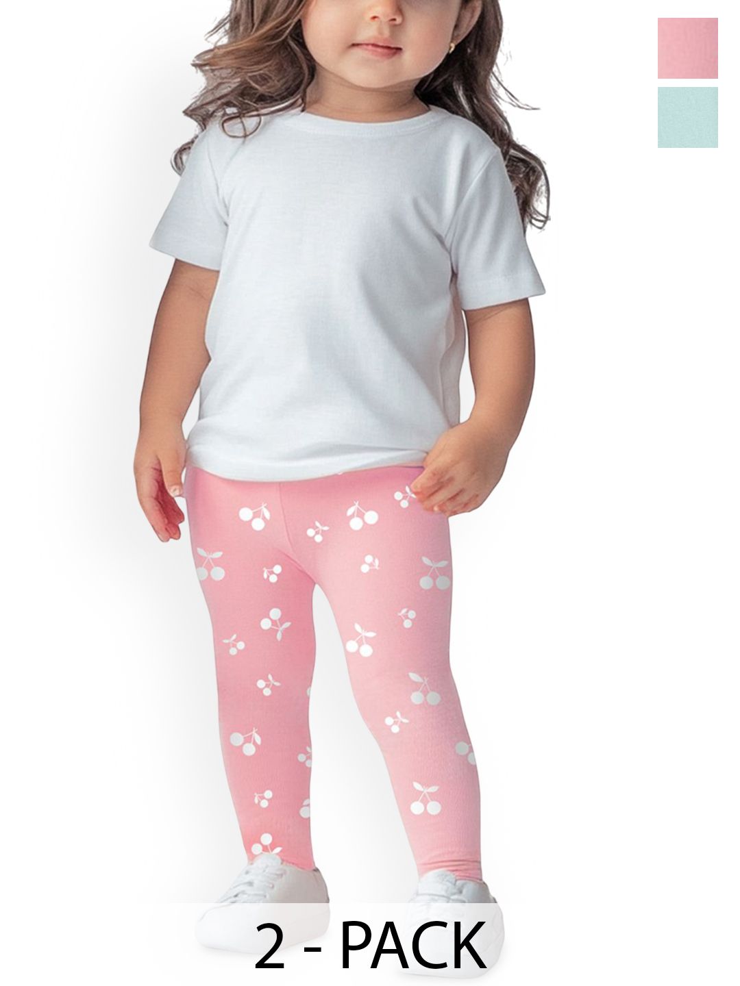 Nauti Nati Infant Girls Pack of 2 Printed Mid-Rise Ankle-Length Leggings